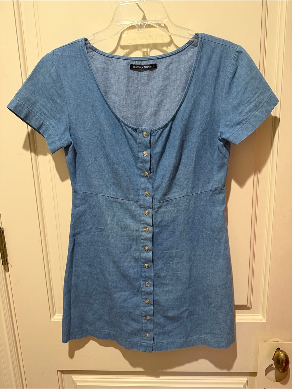 Brandy Melville Light Blue Denim Button-Front Mini Dress